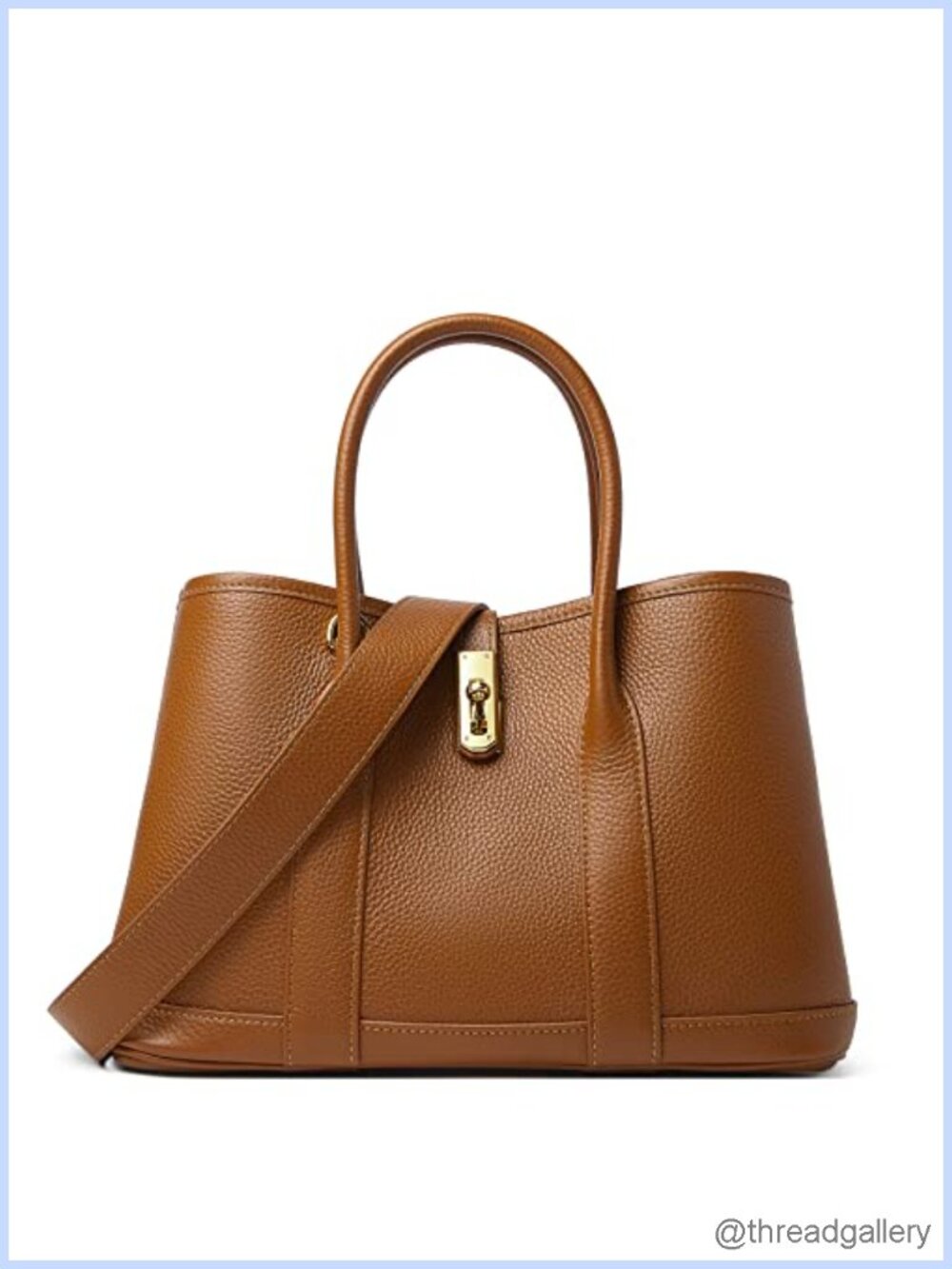 Full Grain Cowhide Pebble Leather Top Handle Satchel with Detachable Strap